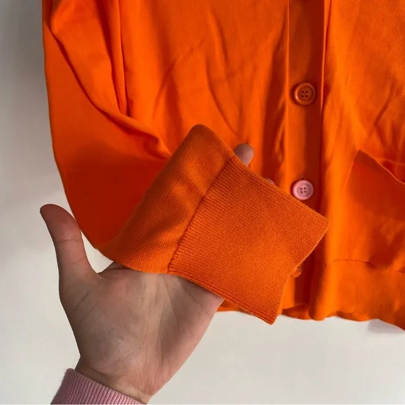 Wear Cissa The Wrap Cardigan Bright Orange 12g 100% Cotton Sweater Womens XS/S - Picture 8 of 13